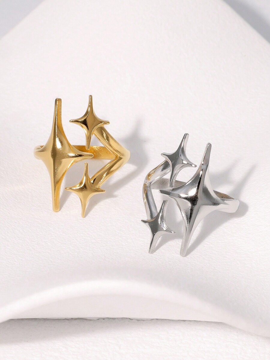 Women Fashion Rings - 1pc Minimalist Stainless Steel Star Shaped