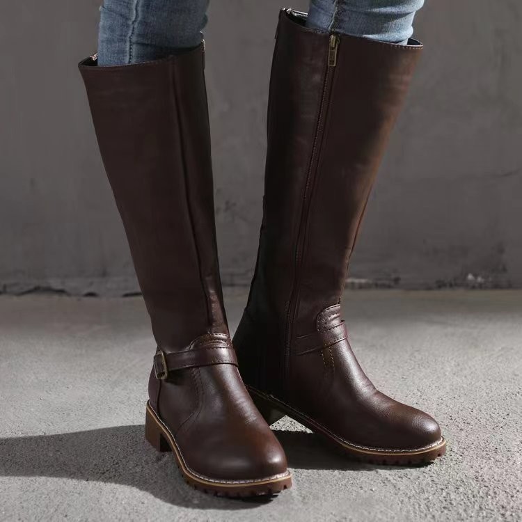 Women'S Fashion Boots 2025 - Winter Women's Riding Boots Round Toe