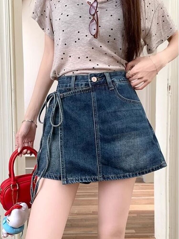 Women High Waist Denim Skort L - Denim Shorts Women recensie en prijs