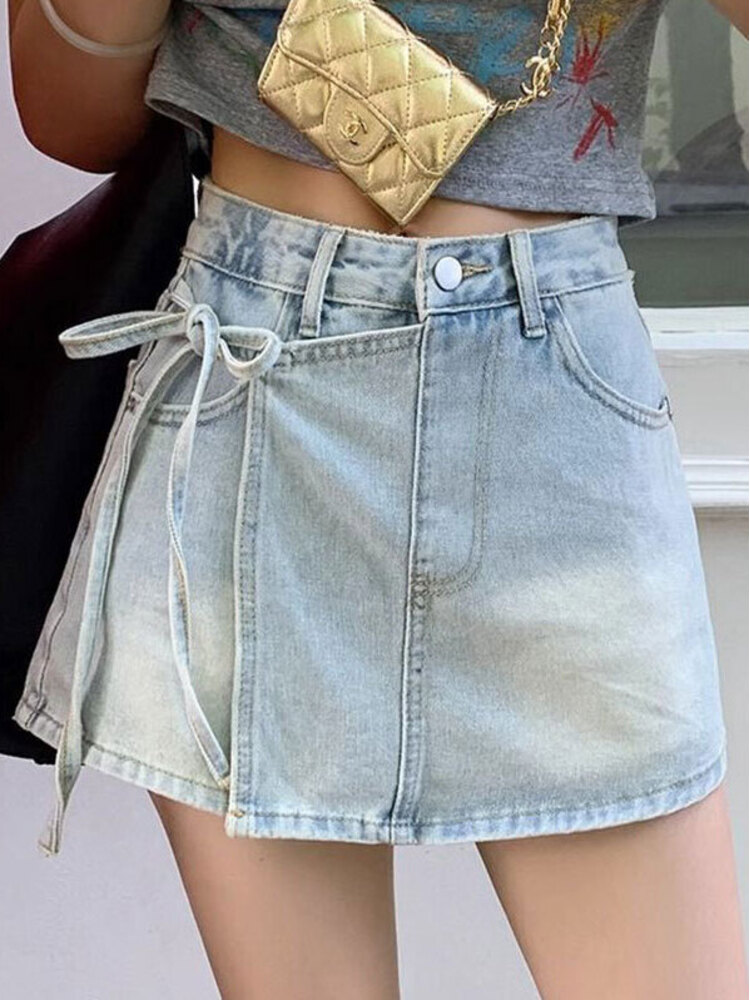 Women High Waist Denim Skort L - Denim Shorts Women recensie en prijs