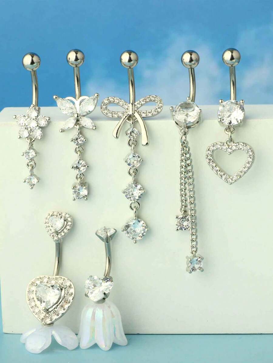 7pcs 14G Silver-Tone Crystal D - Women Fashion Rings recensie en prijs