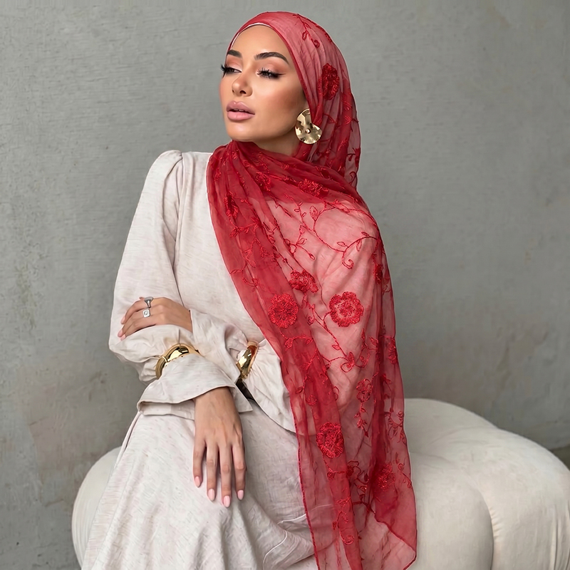 Floral Embroidery Muslim Hijab - Women Fashion Wear recensie en prijs
