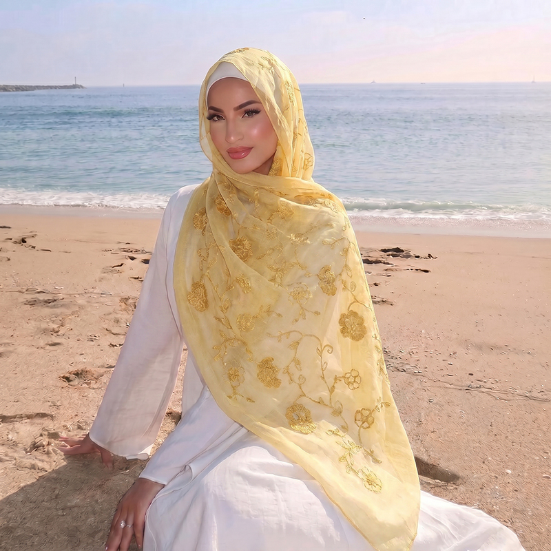 Floral Embroidery Muslim Hijab - Women Fashion Wear recensie en prijs