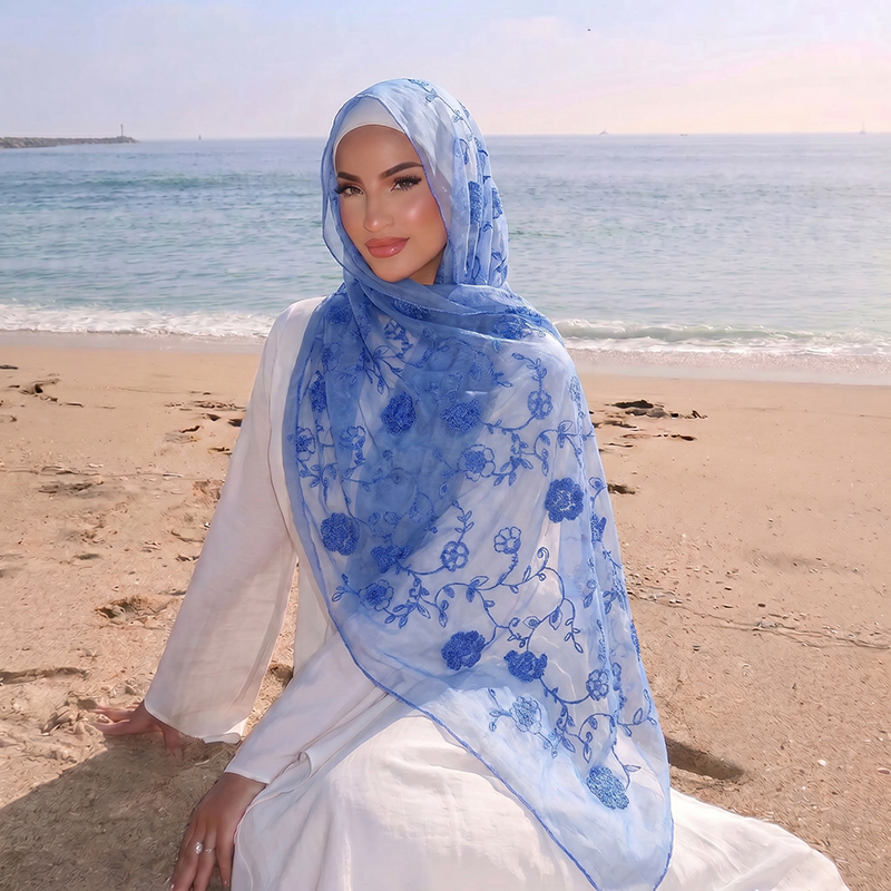 Floral Embroidery Muslim Hijab - Women Fashion Wear recensie en prijs